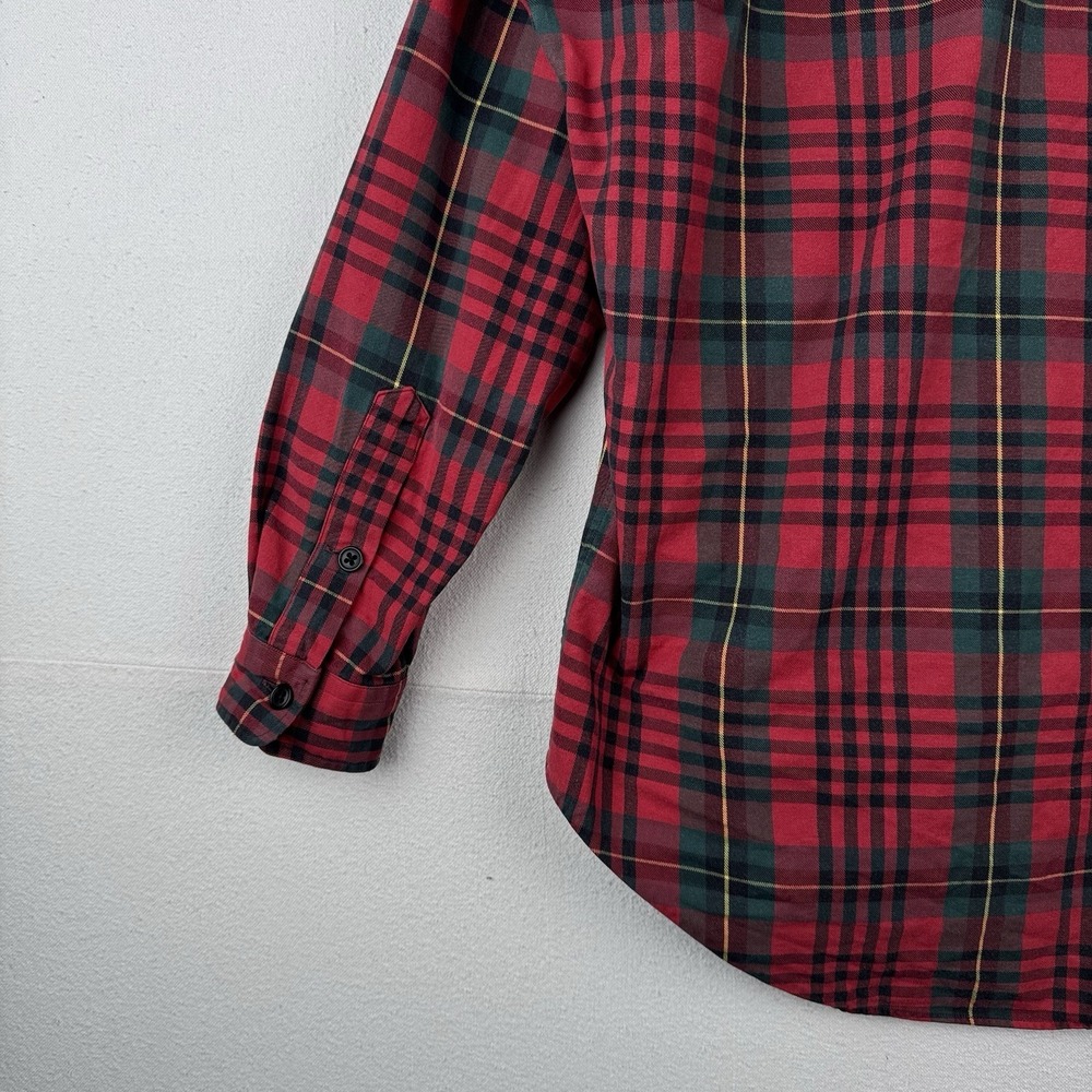 90's Vtg Polo Ralph Lauren Tartan Plaid Wool‎ Blend Flannel Shirt Men's M Red - Picture 9 of 14